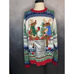 33 Degrees Funny Christmas Sweater Reindeer Party Design - Size L
